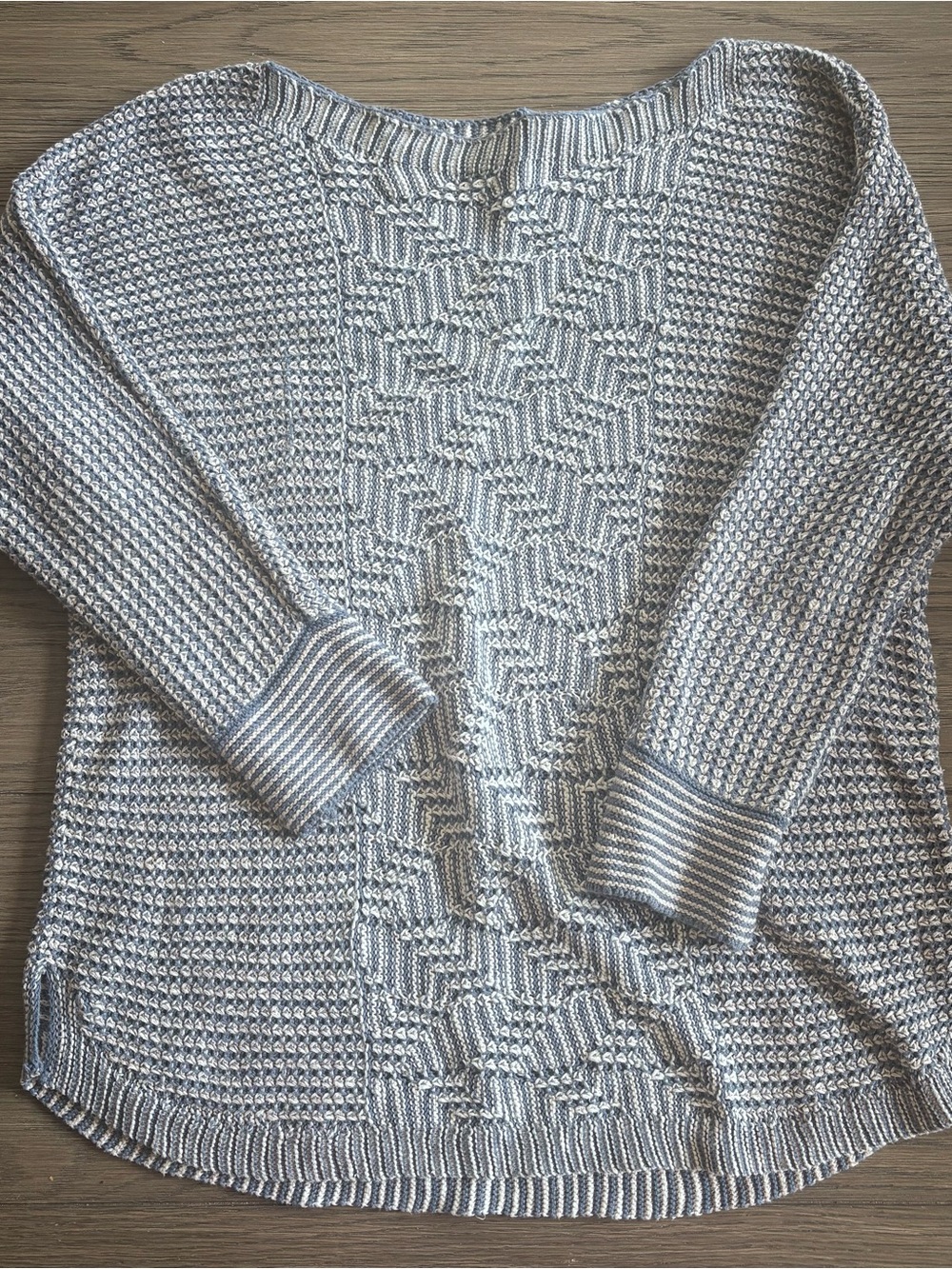 NIC+ZOE Blue & Ivory Textured Crewneck Sweater